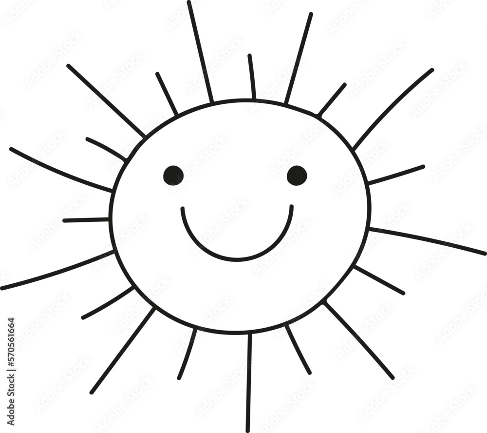 Hand drawn sun icon with a face. Vector illustration, doodle style. Isolated on a white background.
Hand drawn sun icon with a face. Vector illustration, doodle style. Isolated on a white background.