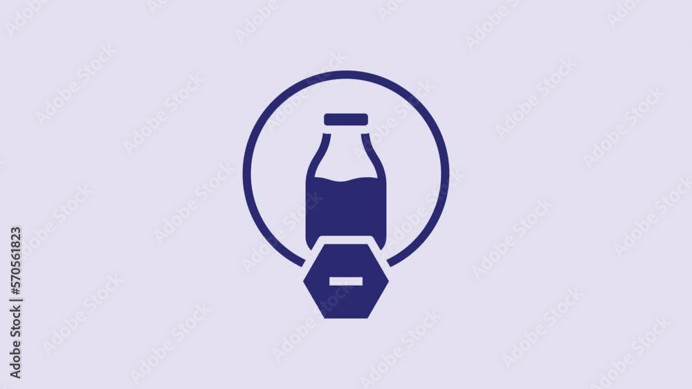 Blue Lactose free icon isolated on purple background. 4K Video motion graphic animation Blue Lactose free icon isolated on purple background. 4K Video motion graphic animation