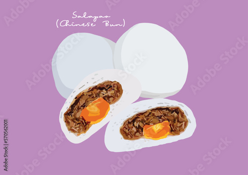 Vector Illustration of Salapoa, Steamed Bun