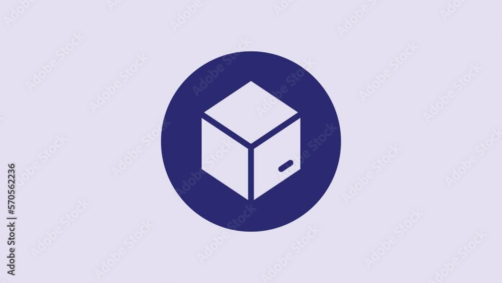 Blue Carton cardboard box icon isolated on purple background. Box, package, parcel sign. Delivery and packaging. 4K Video motion graphic animation Blue Carton cardboard box icon isolated on purple background. Box, package, parcel sign. Delivery and packaging. 4K Video motion graphic animation