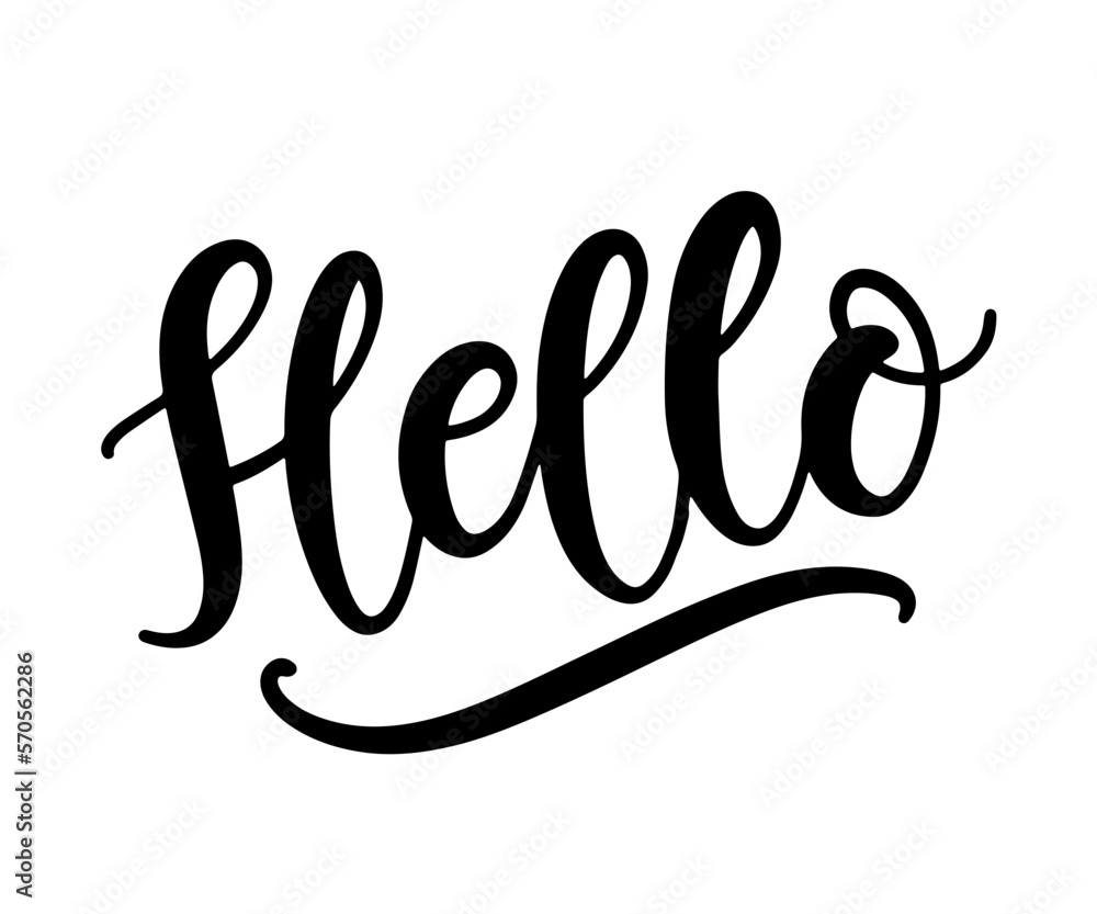 Hello hand drawn lettering, modern calligraphy Hello hand drawn lettering, modern calligraphy