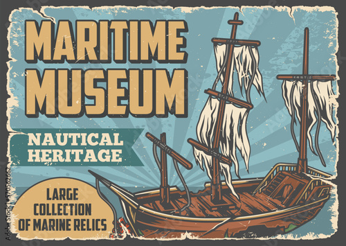 Maritime museum vintage colorful flyer
