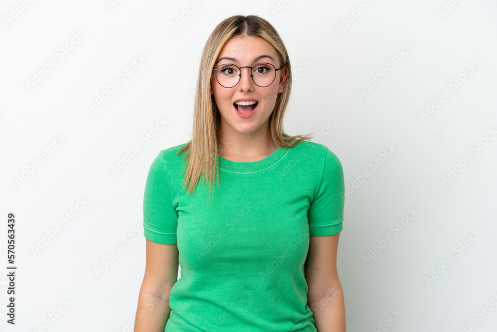Young caucasian woman isolated on white background with surprise facial expression Young caucasian woman isolated on white background with surprise facial expression
