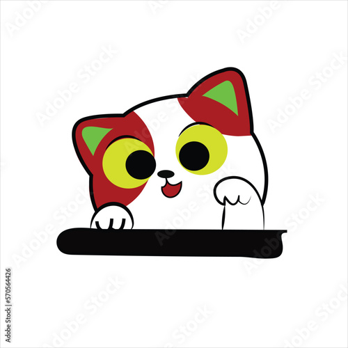 Cute cat cartoon, vector illustration.coloring page for kids.