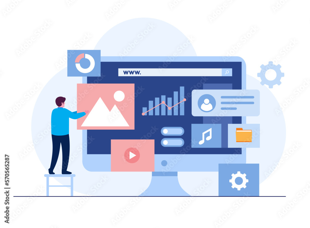 Web design, ui ux and programmer with computer, software development, flat illustration vector template banner Web design, ui ux and programmer with computer, software development, flat illustration vector template banner