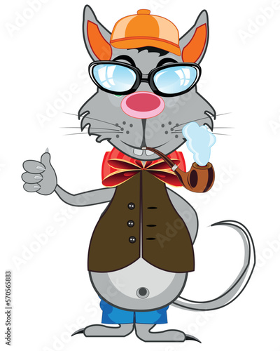 Cartoon animal rodent mouse in fashionable cloth