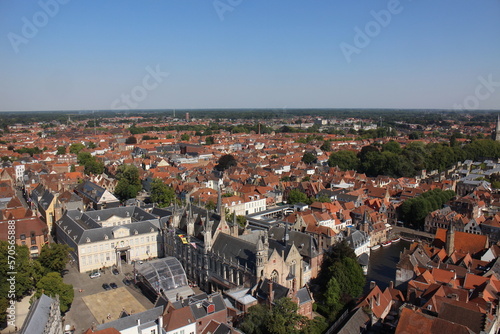 Panorama view of old town in Bruges, Belgium