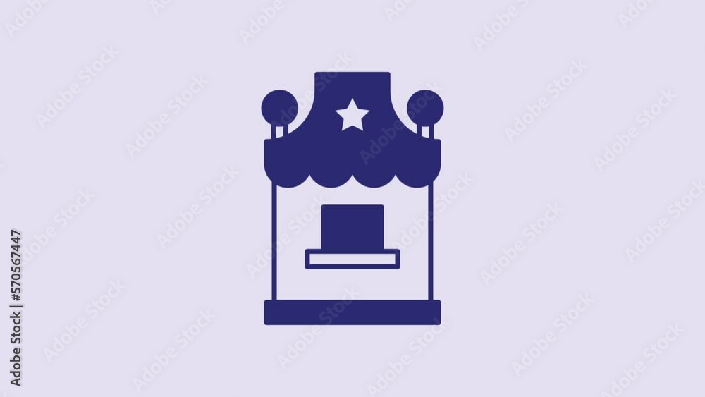 Blue Ticket box office icon isolated on purple background. Ticket booth for the sale of tickets for attractions and sports. 4K Video motion graphic animation Blue Ticket box office icon isolated on purple background. Ticket booth for the sale of tickets for attractions and sports. 4K Video motion graphic animation