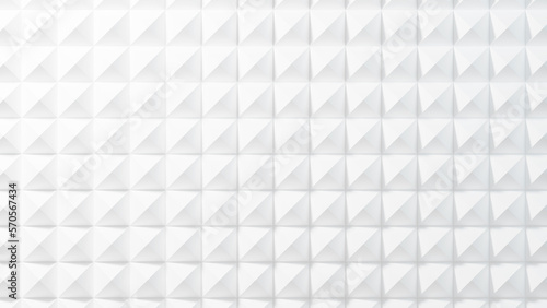 白い正方形のタイルのような抽象的な背景。立体的な壁。