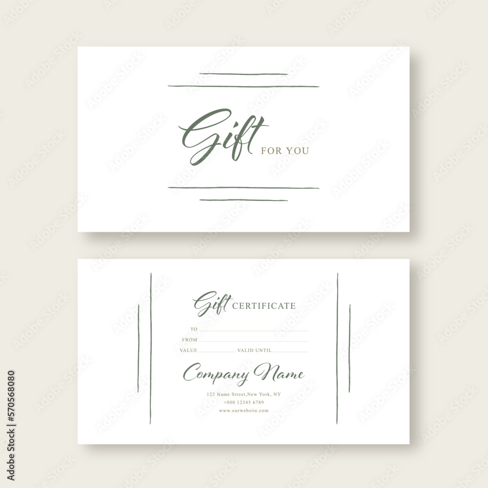 Gift voucher card template. Modern discount coupon or certificate layout, art background. Vector illustration.