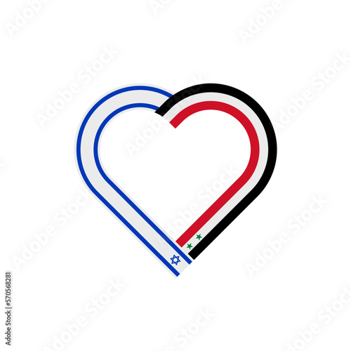 unity concept. heart ribbon icon of israel and syria flags. vector illustration isolated on white background