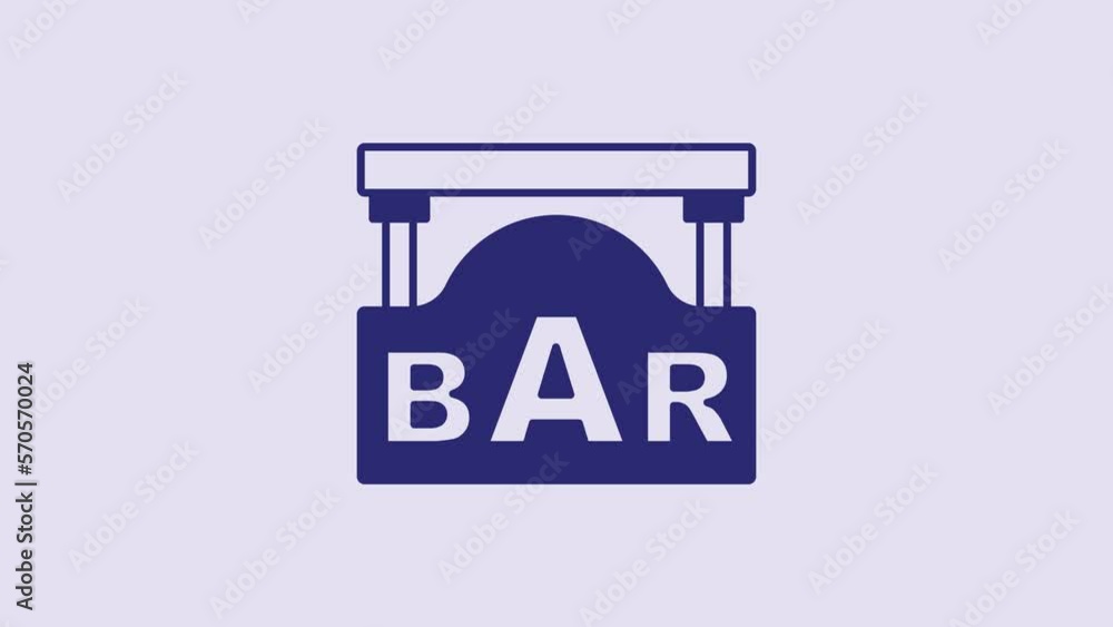 Blue Street signboard with inscription Bar icon isolated on purple background. Suitable for advertisements bar, cafe, restaurant. 4K Video motion graphic animation Blue Street signboard with inscription Bar icon isolated on purple background. Suitable for advertisements bar, cafe, restaurant. 4K Video motion graphic animation