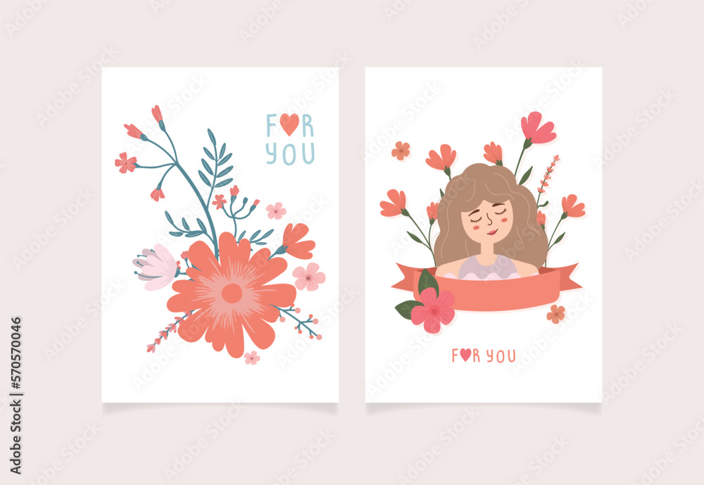Set of hand drawn greeting cards