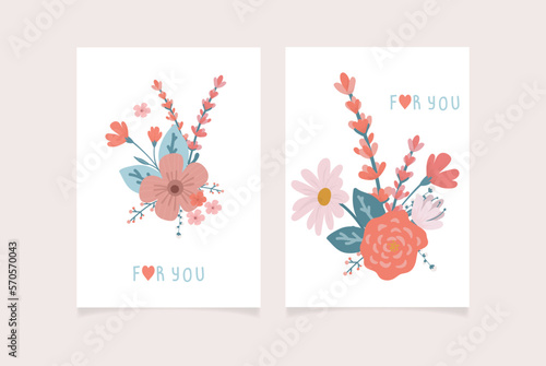 Set of hand drawn greeting cards