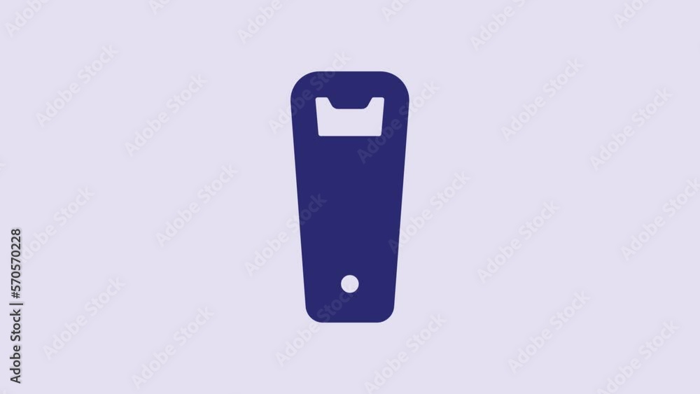 Blue Bottle opener icon isolated on purple background. 4K Video motion graphic animation