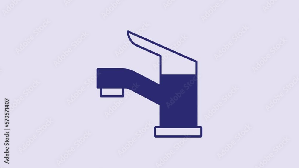 Blue Water tap icon isolated on purple background. 4K Video motion graphic animation Blue Water tap icon isolated on purple background. 4K Video motion graphic animation