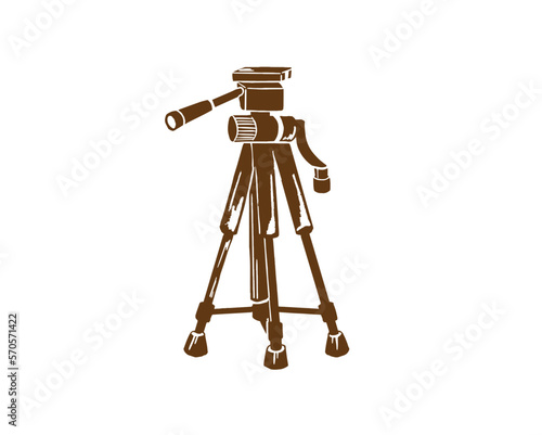 三脚　写真　線画イラスト