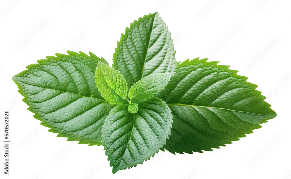 Fresh mint leaves cut out. Based on Generative AI Fresh mint leaves cut out. Based on Generative AI