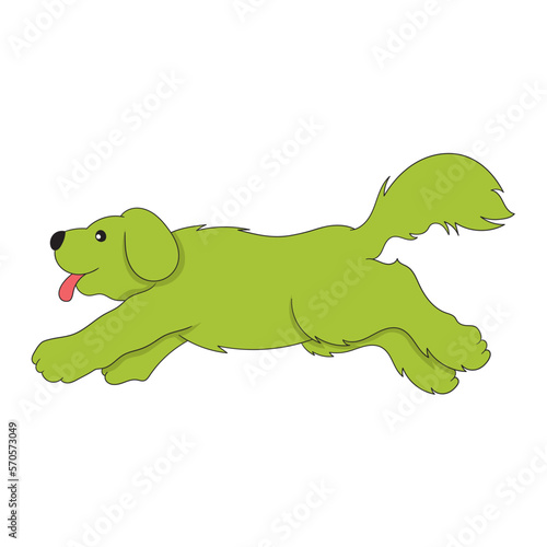 a big green cute dog pet is running around