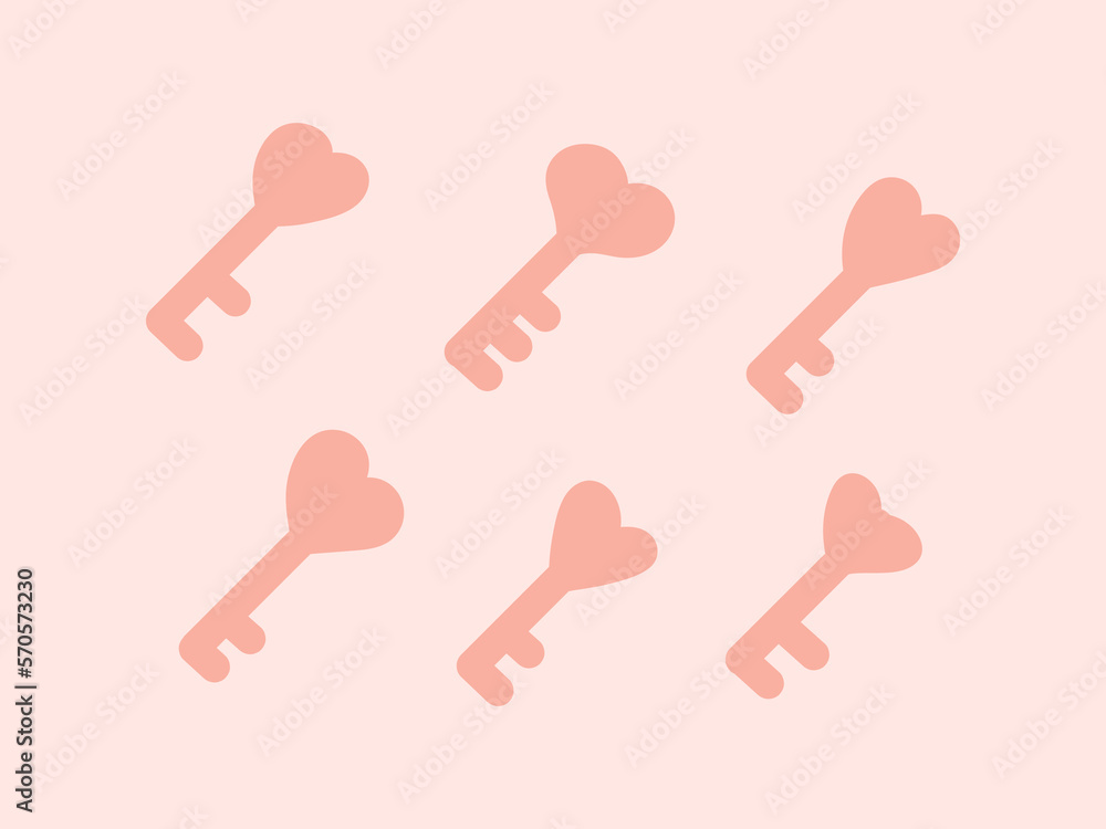 vector hand drawn keys hearts collection vector hand drawn keys hearts collection
