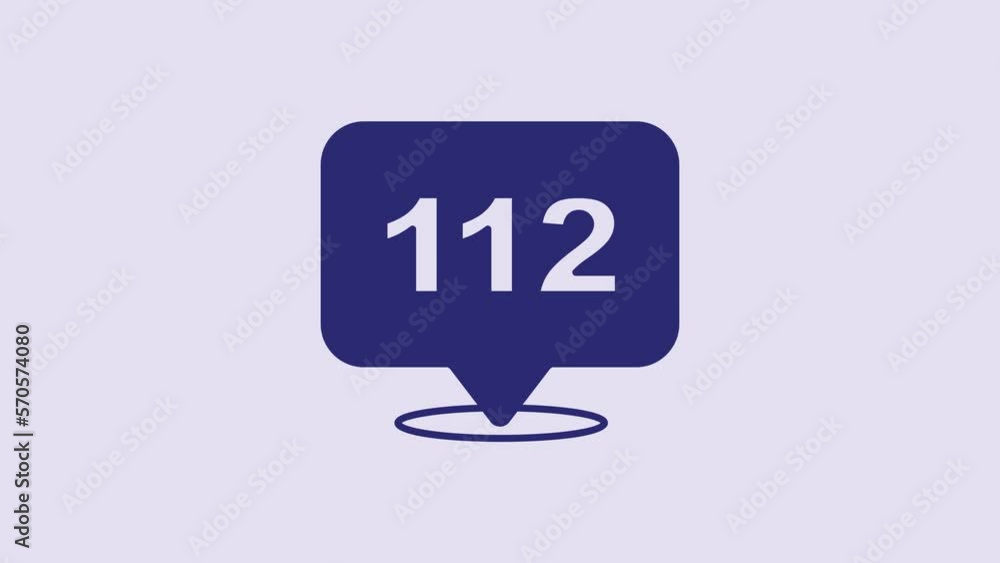 Blue Telephone with emergency call 112 icon isolated on purple background. Police, ambulance, fire department, call, phone. 4K Video motion graphic animation Blue Telephone with emergency call 112 icon isolated on purple background. Police, ambulance, fire department, call, phone. 4K Video motion graphic animation