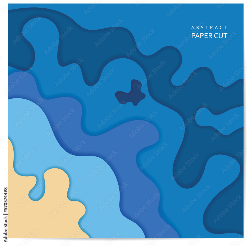 Paper cut blue background. Wavy vector illustration. Paper cut blue background. Wavy vector illustration.