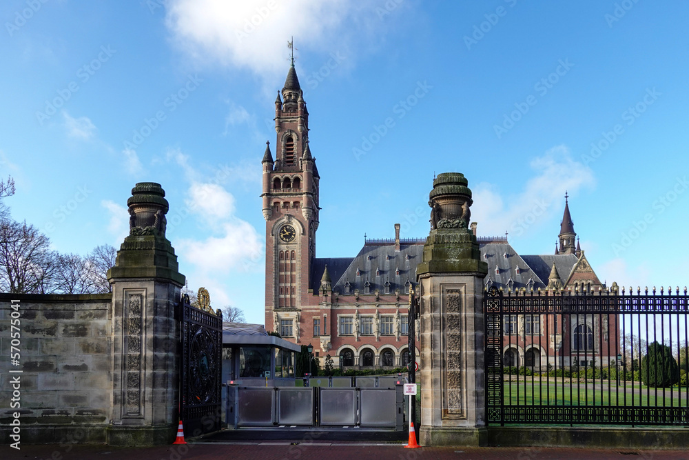 Fototapeta premium The Hague, Netherlands The entrance to the Peace Palace or International Court of Justice.