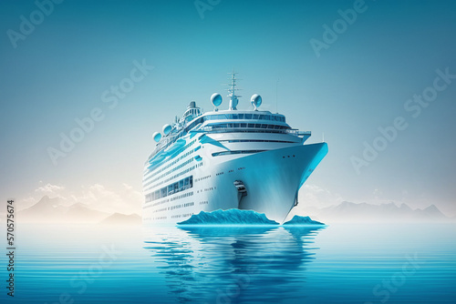 isolated, illustration of a luxury cruise ship, copy space text, Generative Ai