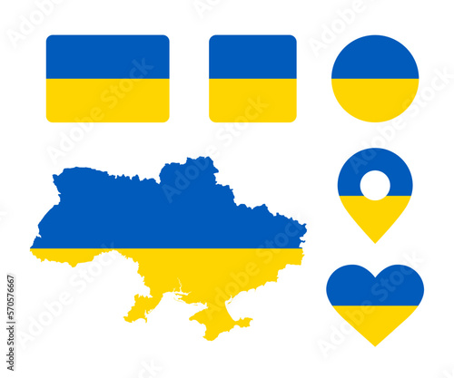 Vector image of the Ukrainian flag. Ukraine map flag vector icon