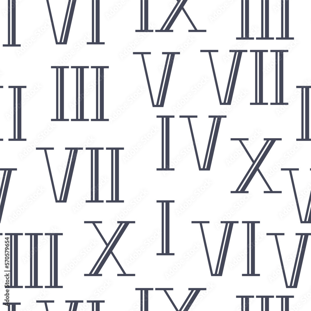 Roman numeral vector cartoon seamless pattern background for wallpaper