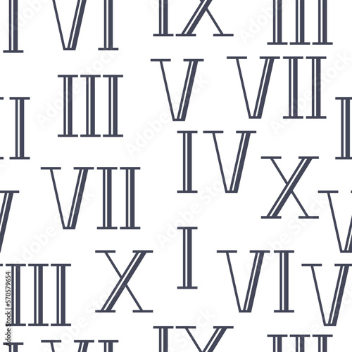 Roman numeral vector cartoon seamless pattern background for wallpaper, wrapping, packing, and backdrop.