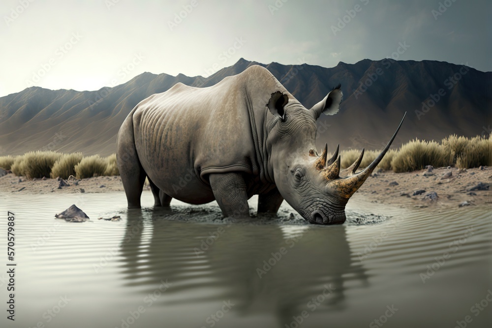 Rhino Stock Photo, Wildlife Photography, Generative Ai Rhino Stock Photo, Wildlife Photography, Generative Ai