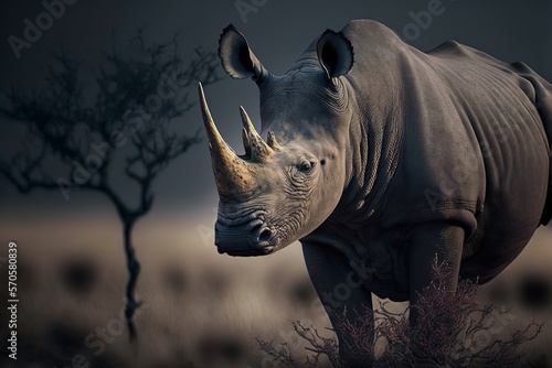 Rhino Stock Photo  Wildlife Photography  Generative Ai