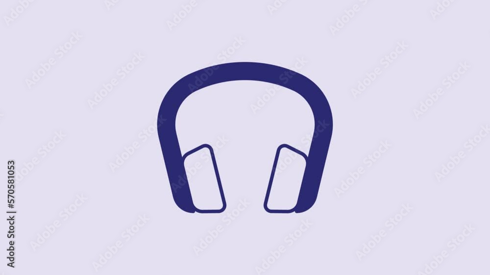 Blue Headphones icon isolated on purple background. Earphones. Concept for listening to music, service, communication and operator. 4K Video motion graphic animation Blue Headphones icon isolated on purple background. Earphones. Concept for listening to music, service, communication and operator. 4K Video motion graphic animation