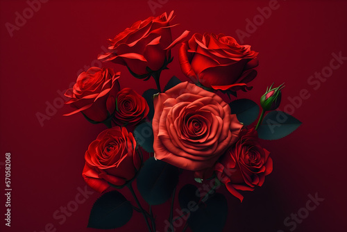Bouquet of red roses  Generative AI