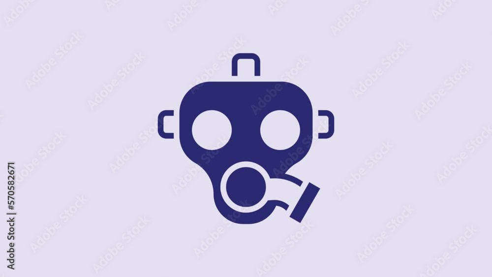 Blue Gas mask icon isolated on purple background. Respirator sign. 4K Video motion graphic animation Blue Gas mask icon isolated on purple background. Respirator sign. 4K Video motion graphic animation