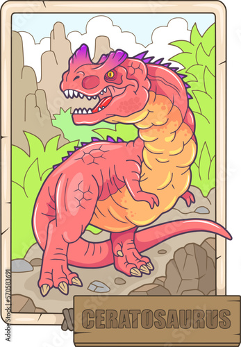 prehistoric dinosaur ceratosaurus, illustration design