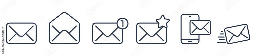 Simple mail icons. Editable stroke. Vector graphic illustration. For website design, logo, app, template, ui, etc.
