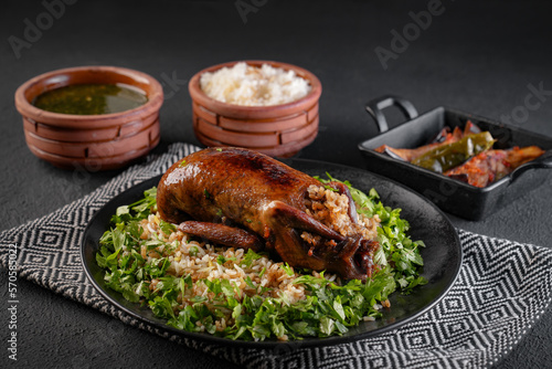 Arabic Cuisine; Egyptian traditional stuffed pigeon or 