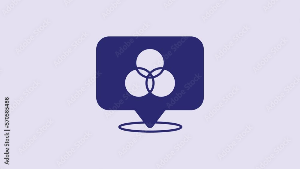 Blue RGB and CMYK color mixing icon isolated on purple background. 4K Video motion graphic animation Blue RGB and CMYK color mixing icon isolated on purple background. 4K Video motion graphic animation