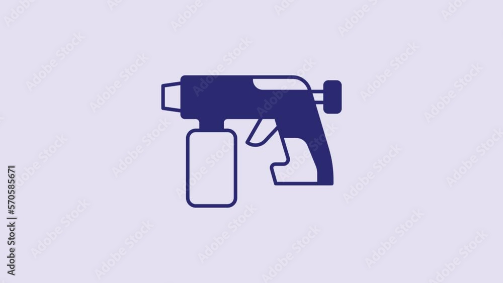 Blue Paint spray gun icon isolated on purple background. 4K Video motion graphic animation Blue Paint spray gun icon isolated on purple background. 4K Video motion graphic animation
