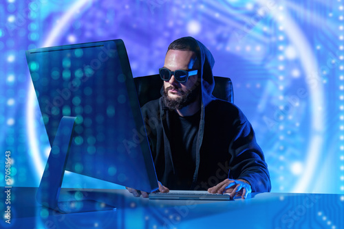 Male it-developer near moni...