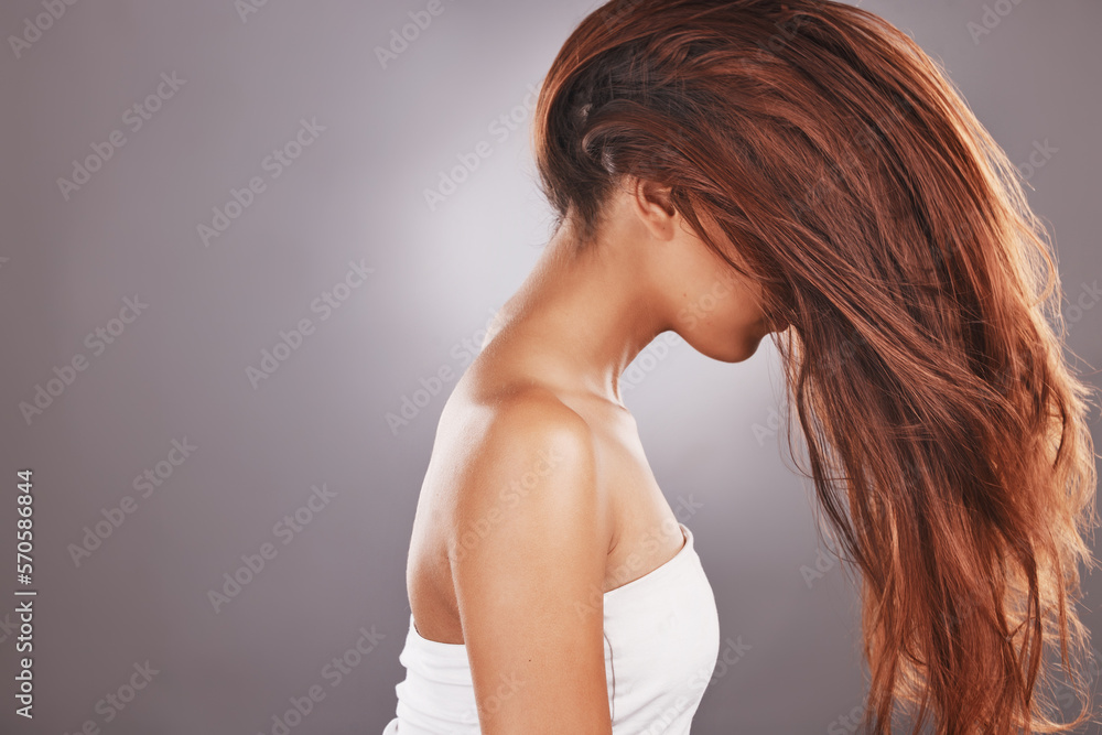 Black woman with straight hair isolated on studio background for healthy glow, beauty shine or care. Young model or person flip for natural growth, red color and salon hairdresser treatment mockup Black woman with straight hair isolated on studio background for healthy glow, beauty shine or care. Young model or person flip for natural growth, red color and salon hairdresser treatment mockup