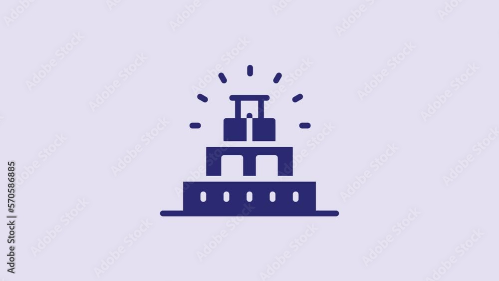 Blue Chichen Itza in Mayan icon isolated on purple background. Ancient Mayan pyramid. Famous monument of Mexico. 4K Video motion graphic animation Blue Chichen Itza in Mayan icon isolated on purple background. Ancient Mayan pyramid. Famous monument of Mexico. 4K Video motion graphic animation