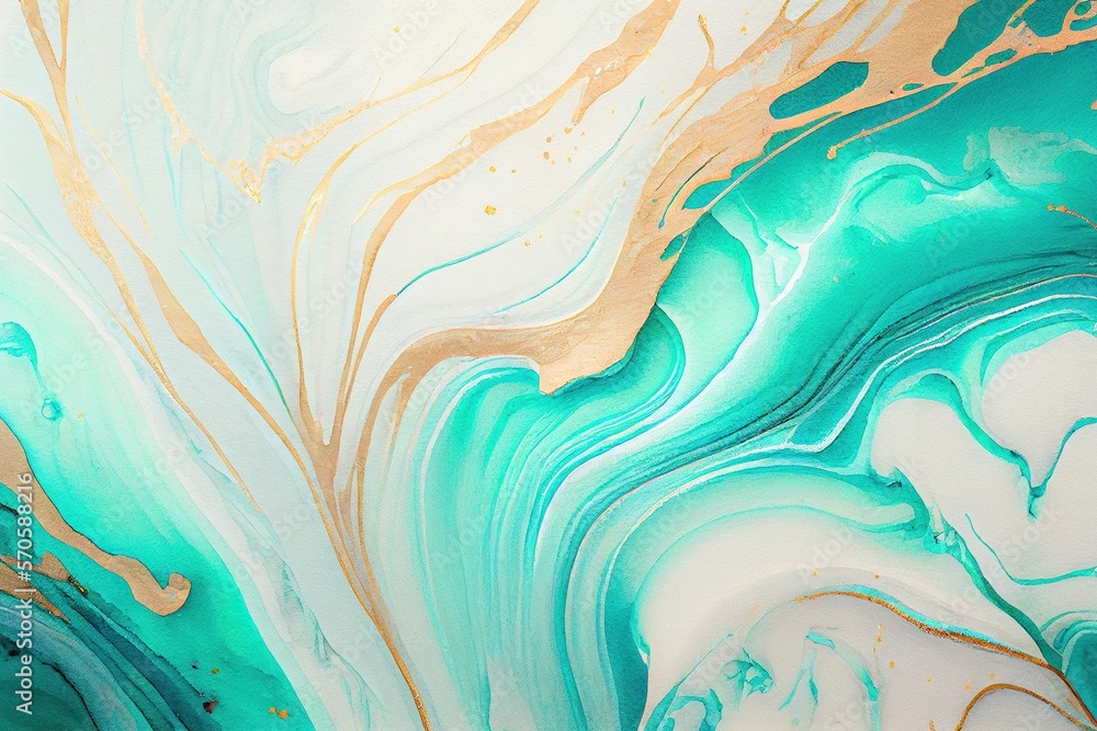 Abstract fluid art painting with alcohol ink technique, luxury background. Generative AI