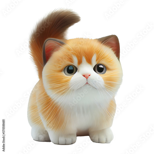Cute munchkin cat, sitting cartoon kitten illustration. Generative AI