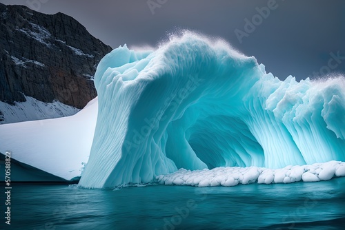 Greenland iceberg melting at Rode Fjord near Scoresby Sund Generative AI photo