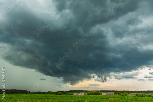 Severe thunderstorm clouds, landscape with storm clouds