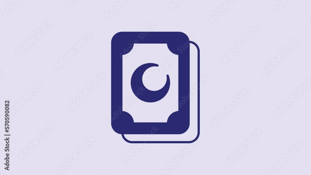Blue Tarot cards icon isolated on purple background. Magic occult set of tarot cards. 4K Video motion graphic animation Blue Tarot cards icon isolated on purple background. Magic occult set of tarot cards. 4K Video motion graphic animation