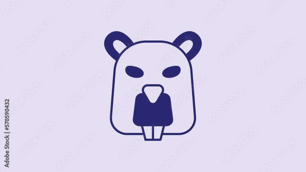 Blue Beaver animal icon isolated on purple background. 4K Video motion graphic animation Blue Beaver animal icon isolated on purple background. 4K Video motion graphic animation
